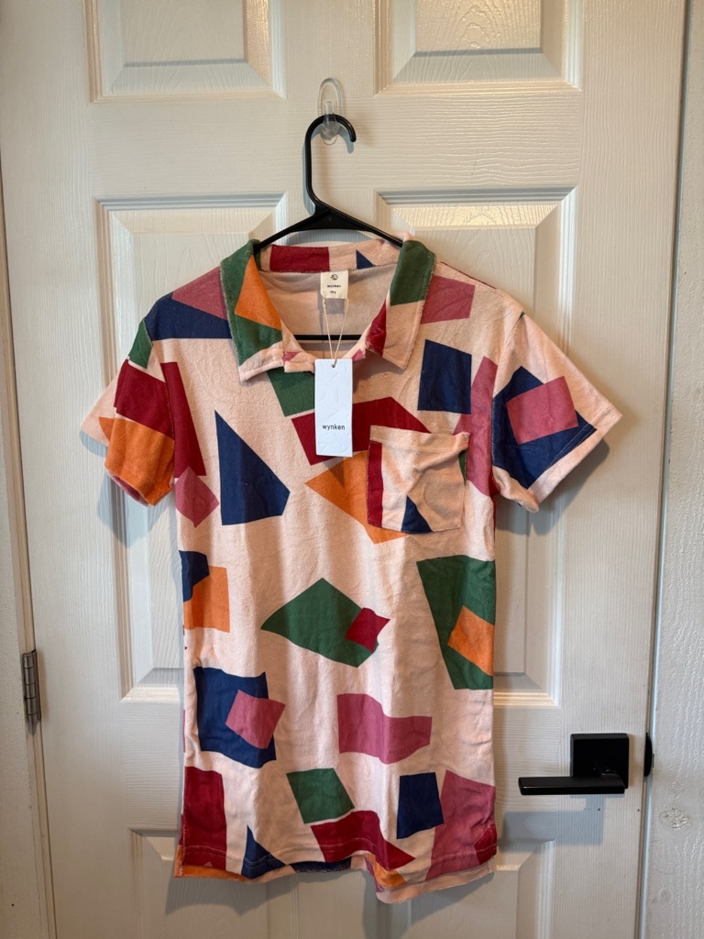 Girls Pink Geo-Print Polo Shirt